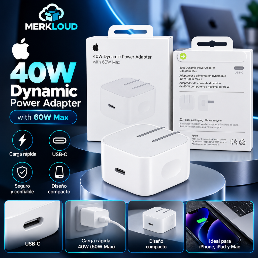 Adaptador de Corriente Apple Original USB-C 40 W — 60 W Máx.