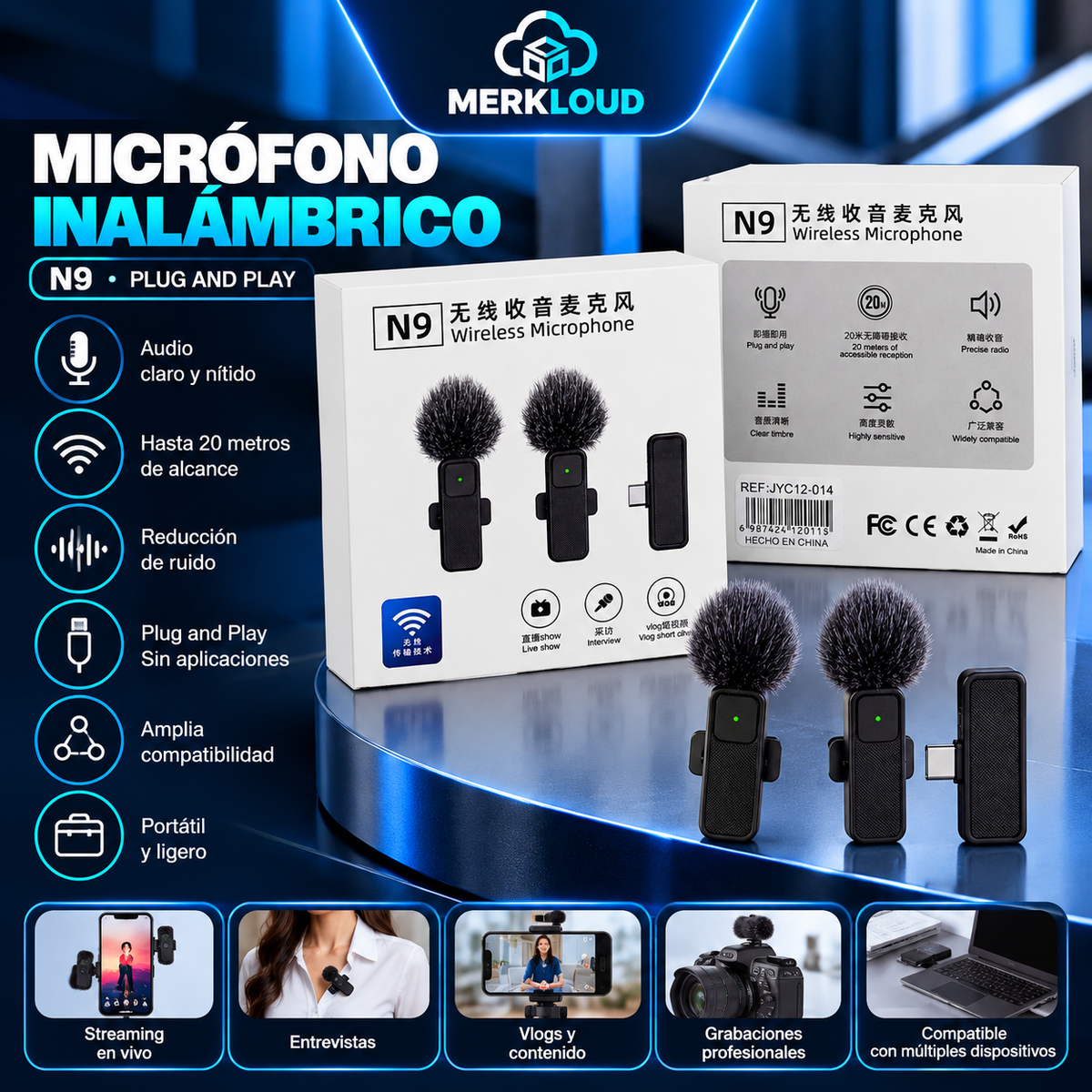 Micrófono Inalámbrico N9 Dual para Celular
